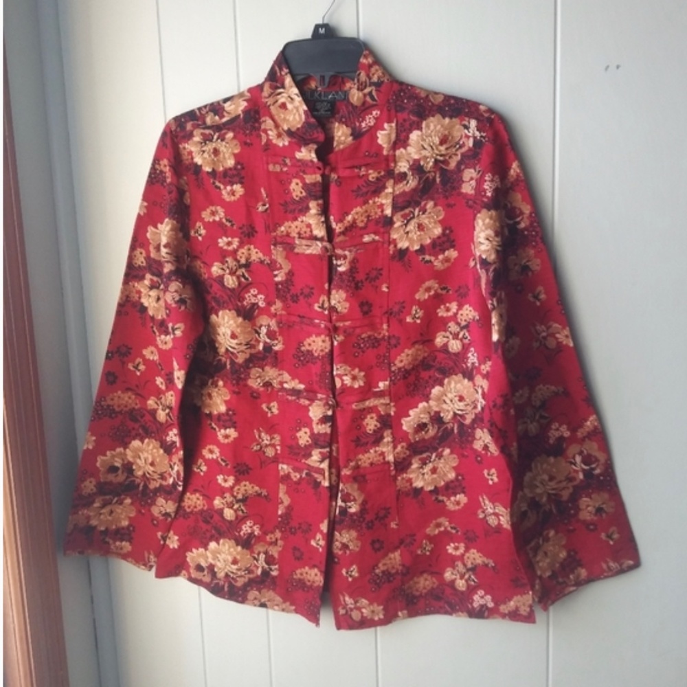 Gorgeous Red Silk Blouse or Light Jacket